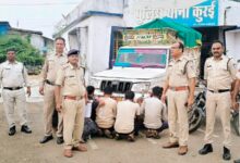 सिवनी के कुरई में मवेशी चोरी गिरोह के गिरफ्तार आरोपी और जब्त वाहन