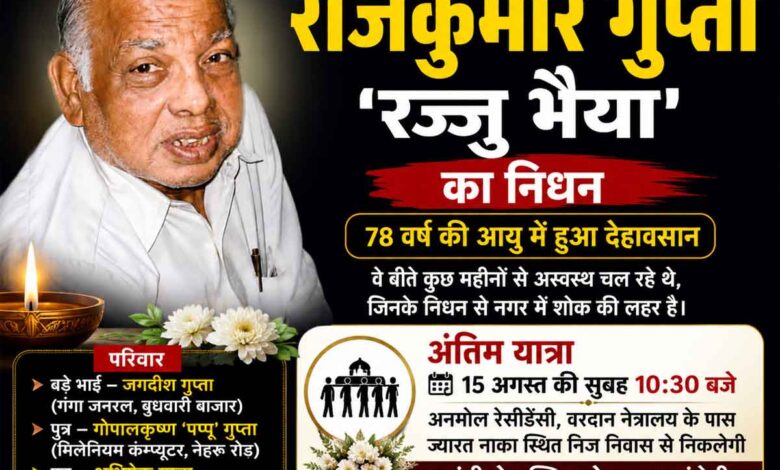 सिवनी के प्रतिष्ठित नागरिक राजकुमार गुप्ता रज्जु भैया