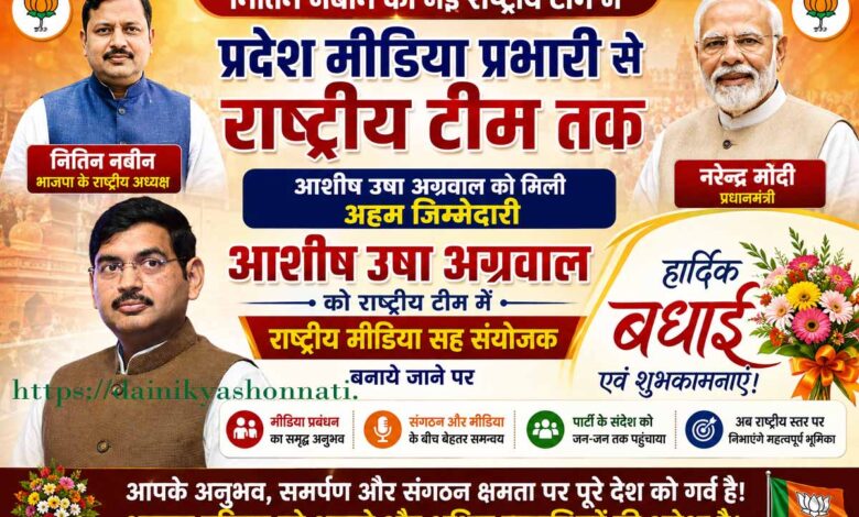 आशीष उषा अग्रवाल भाजपा राष्ट्रीय मीडिया सह संयोजक