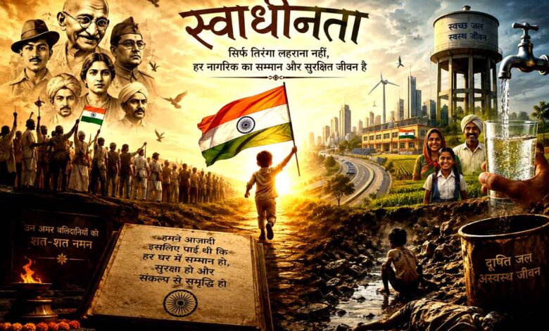 आजादी का सही अर्थ स्वतंत्रता दिवस 80 साल बाद शिक्षा स्वास्थ्य शुद्ध पेयजल पर चिंतन