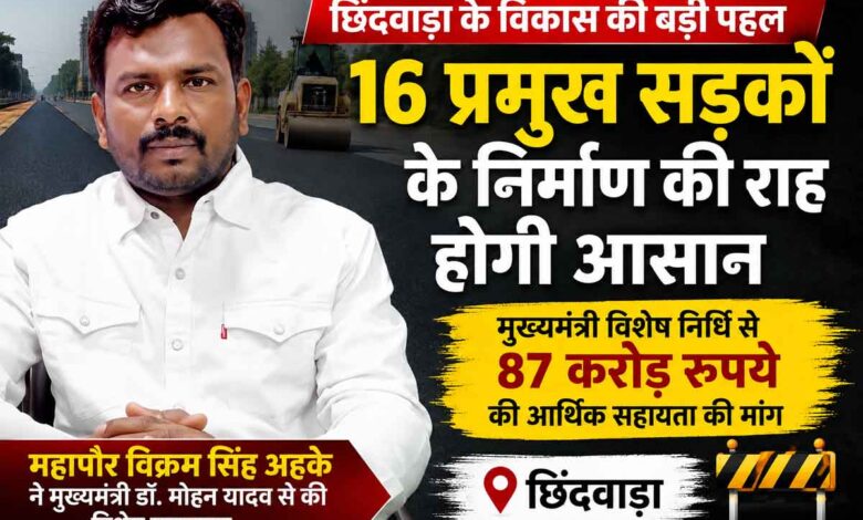 मुख्यमंत्री डॉ. मोहन यादव से 16 सड़कों के निर्माण को लेकर चर्चा करते महापौर विक्रम सिंह अहके