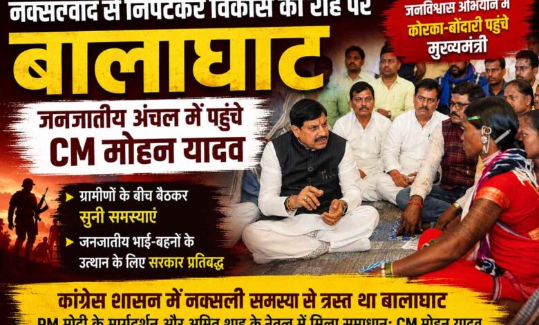 जनविश्वास अभियान के तहत बालाघाट के कोरका-बोंदारी में ग्रामीणों से संवाद करते मुख्यमंत्री डॉ. मोहन यादव