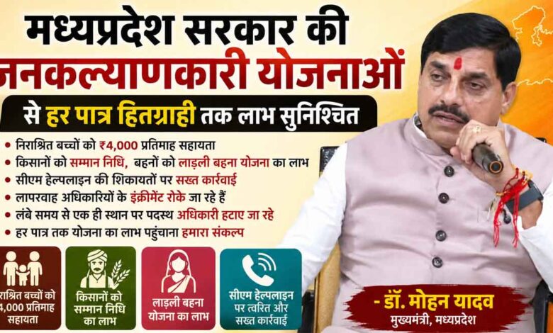 मुख्यमंत्री डॉ मोहन यादव जनकल्याणकारी योजनाओं और पात्र हितग्राहियों को लाभ देने की जानकारी देते हुए