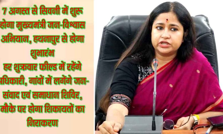 मुख्यमंत्री जन-विश्वास अभियान की तैयारियों की समीक्षा बैठक में अधिकारियों को निर्देश देतीं कलेक्टर श्रीमती नेहा मीना