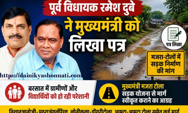 Former MLA Ramesh Dubey letter to CM Mohan Yadav for road construction in Chaurai