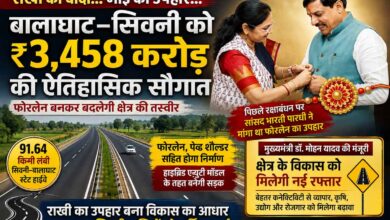 राखी का वादा हुआ पूरा, सांसद भारती पारधी की पहल से सिवनी-बालाघाट फोरलेन को 3,458 करोड़ की मंजूरी | Dainik Yashonnati सिवनी-बालाघाट फोरलेन निर्माण के लिए 3458 करोड़ रुपये की मंजूरी