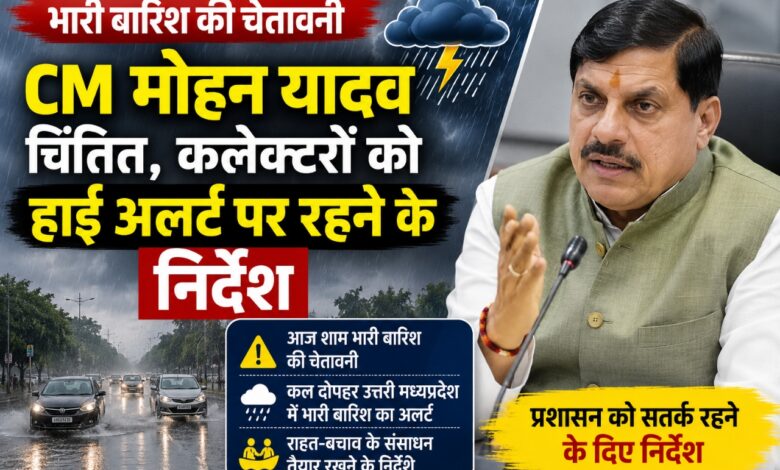 भारी बारिश को लेकर CM मोहन यादव चिंतित, कलेक्टरों को हाई अलर्ट पर रहने के निर्देश | Dainik Yashonnati भारी बारिश की चेतावनी पर कलेक्टरों को हाई अलर्ट के निर्देश देते मुख्यमंत्री डॉ. मोहन यादव
