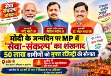 प्रधानमंत्री नरेंद्र मोदी, भाजपा राष्ट्रीय अध्यक्ष नितिन नवीन और मुख्यमंत्री डॉ. मोहन यादव सेवा-संकल्प अभियान