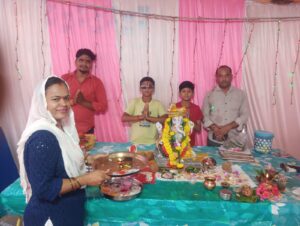 हर्रई सिविल अस्पताल परिसर में स्थापित गणेश प्रतिमा की भव्य आरती