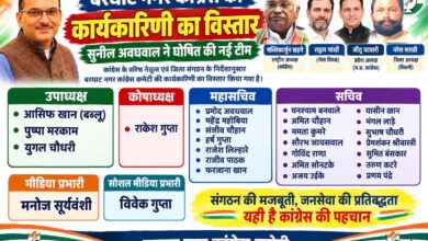 बरघाट नगर कांग्रेस अध्यक्ष सुनील अवधवाल ने कार्यकारिणी का विस्तार किया