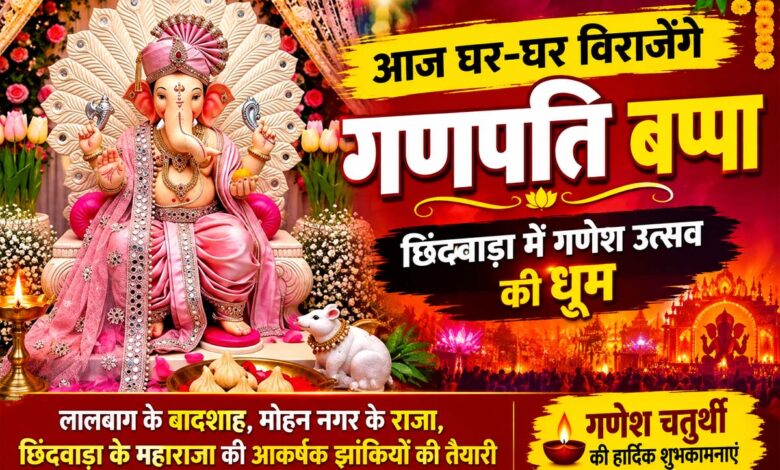 छिंदवाड़ा में गणेश उत्सव के लिए तैयार की जा रही भव्य गणेश प्रतिमा और झांकी