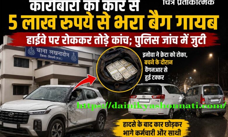 लखनादौन में 5 लाख रुपये चोरी मामले की जांच करती पुलिस