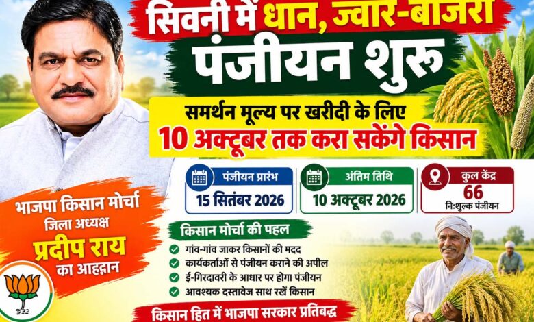 सिवनी में समर्थन मूल्य पर खरीफ फसलों के लिए किसान पंजीयन