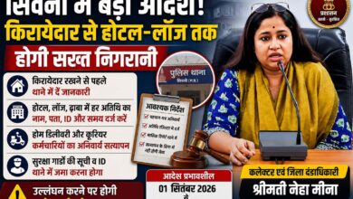 सिवनी में किरायेदारों से लेकर होटल-लॉज तक होगी निगरानी, कलेक्टर ने जारी किया प्रतिबंधात्मक आदेश | Dainik Yashonnati सिवनी कलेक्टर ने सुरक्षा और कानून व्यवस्था के लिए प्रतिबंधात्मक आदेश जारी किया
