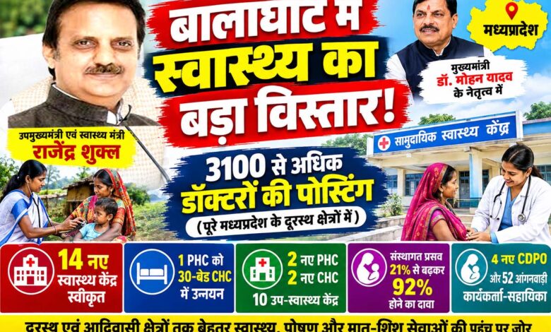 बालाघाट में स्वास्थ्य सेवाओं के विस्तार की जानकारी देते उपमुख्यमंत्री राजेंद्र शुक्ल