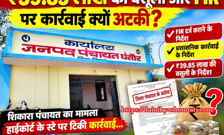 जनपद पंचायत घंसौर में शिकारा पंचायत की ₹39.85 लाख वसूली और FIR कार्रवाई का मामला