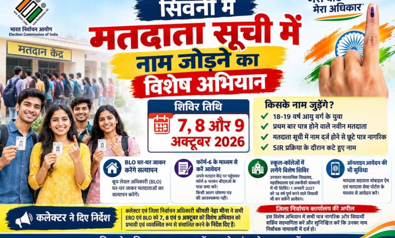 सिवनी में मतदाता सूची में नाम जोड़ने के लिए विशेष शिविर